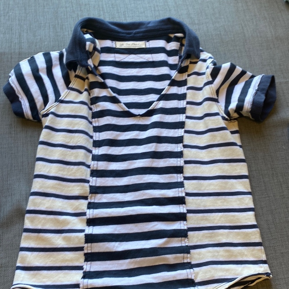 Free people blue and white striped with collar